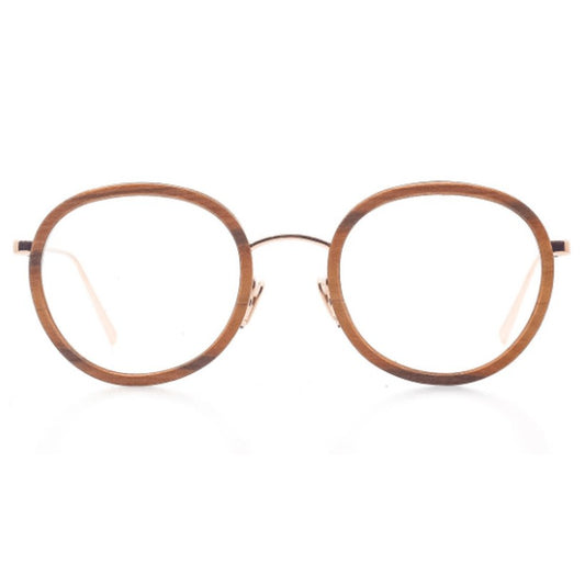Lunettes de vue Shelter Andrea bois de frene et metal argente - vue de face