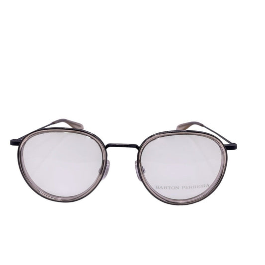 Lunettes de vue Barton Perreira Corso metal argente et acetate cristal - vue de face