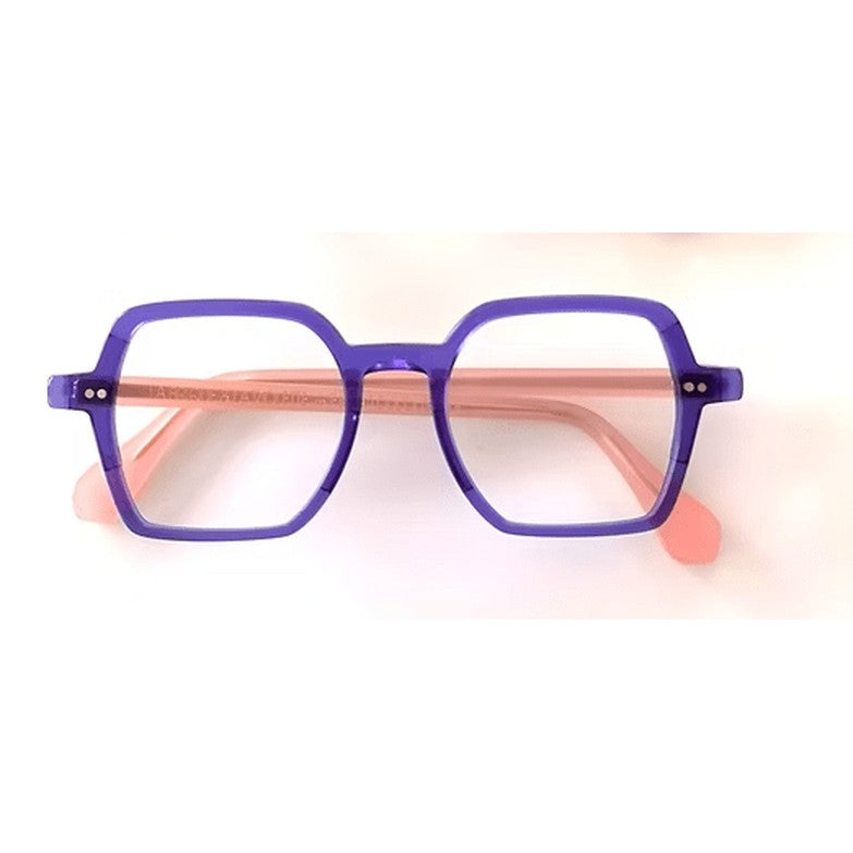 Lunettes de vue La Brique et La Violette Val acetate bleu et rose - vue de face