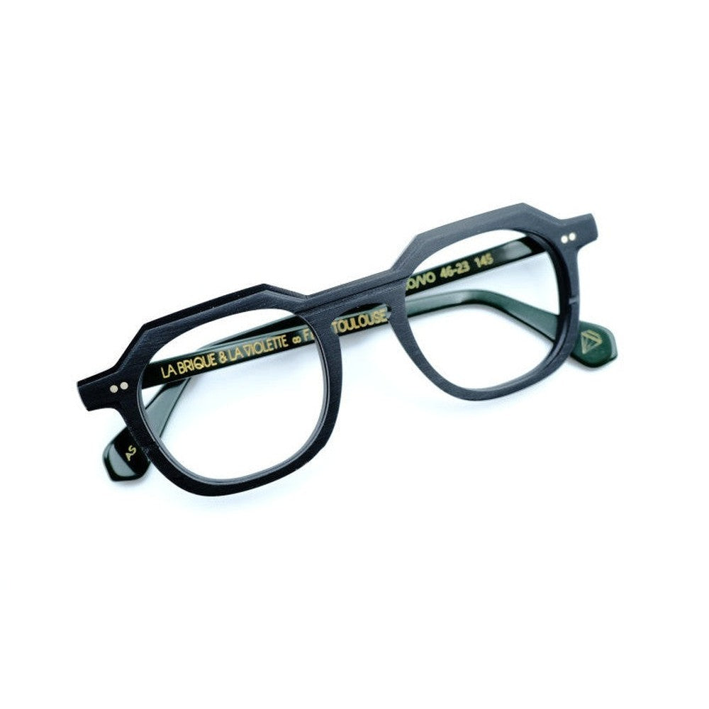 Lunettes de vue La Brique et La Violette Min - Jeff acetate noir et vert - vue de face