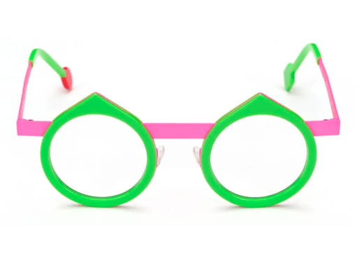 Lunettes de vue Sabine Be Be Yin acétate et métal vert et rose - vue de face