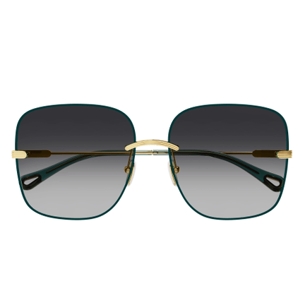 Lunettes de soleil Chloé CH0134S métal or et bleu-vert - vue de face