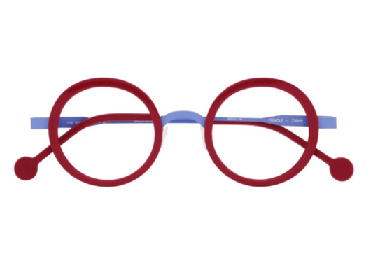 Lunettes de vue Anne et Valentin Frivole métal rouge et bleu - vue de face