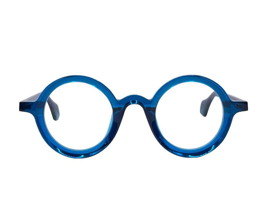 Lunettes de vue THEO Mille+88 acétate bleu translucide - vue de face