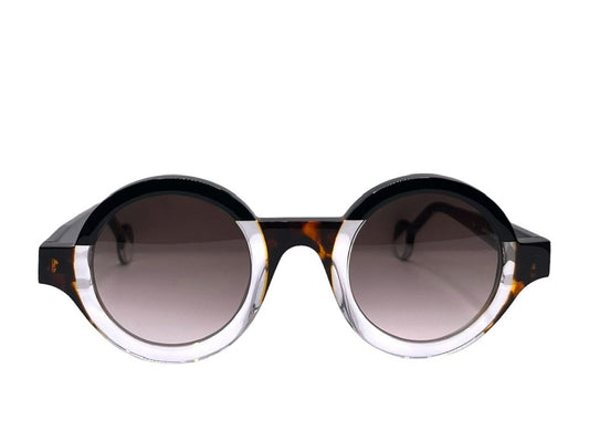 Lunettes de soleil THEO Kubisme acétate noir, écaille et transparent - vue de face