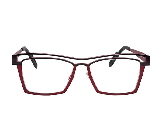Lunettes de vue THEO Engetsu titane rouge - vue de face