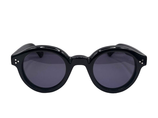 Lunettes de soleil Lesca La Corb's acétate noir rond - vue de face