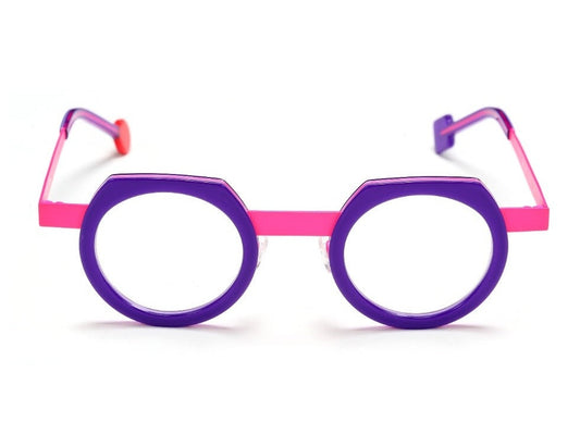Lunettes de vue Sabine Be Be Twist acétate violet et métal rose - vue de face