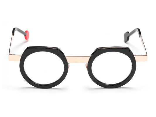 Lunettes de vue Sabine Be Be Twist acétate noir et métal or rose - vue de face