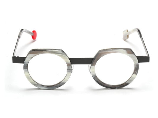 Lunettes de vue Sabine Be Be Twist acétate gris et corne - vue de face