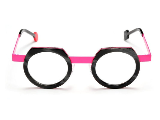 Lunettes de vue Sabine Be Be Twist acétate noir et rose - vue de face