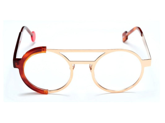 Lunettes de vue Sabine Be Be Zoom acétate écaille et or rose - vue de face