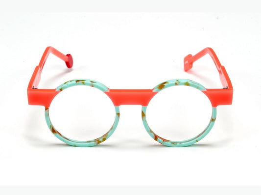 Lunettes de vue Sabine Be Be Cartoon acétate turquoise et orange - vue de face