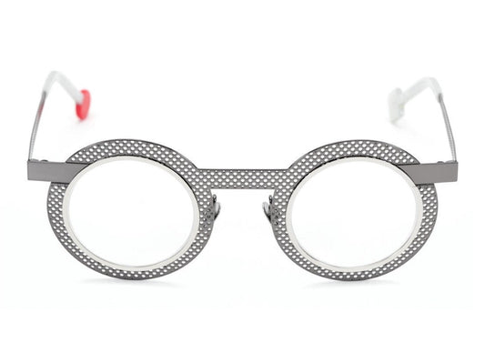Lunettes de vue Sabine Be Be Gipsy Hole métal gris et blanc - vue de face