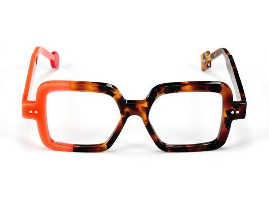 Lunettes de vue Sabine Be Be Glossy acétate écaille et orange - vue de face