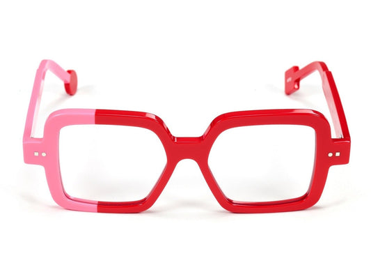 Lunettes de vue Sabine Be Be Glossy acétate rouge et rose - vue de face