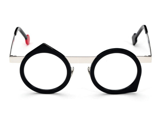 Lunettes de vue Sabine Be Be Yoon acétate noir et métal argent - vue de face
