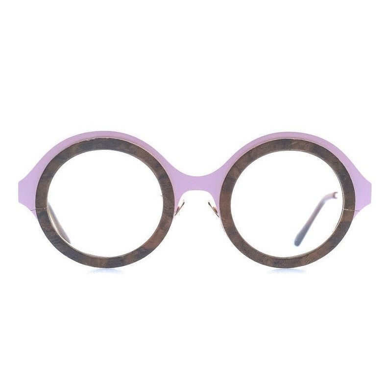 Lunettes de vue Shelter Castille bois et métal rose - vue de face