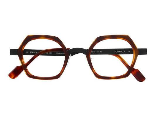 Lunettes de vue Anne et Valentin Foryou U104 acétate écaille et métal noir - vue de face