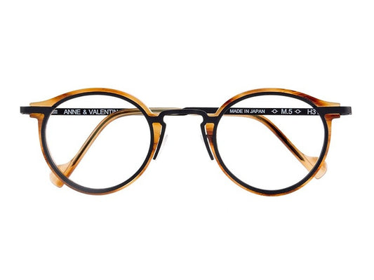 Lunettes de vue Anne et Valentin M5 acétate écaille et titane noir - vue de face