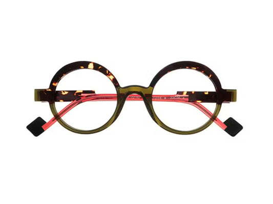 Lunettes de vue Anne et Valentin Ludik acétate kaki et écaille - vue de face