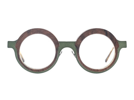Lunettes de vue Shelter Taissia bois et métal kaki - vue de face