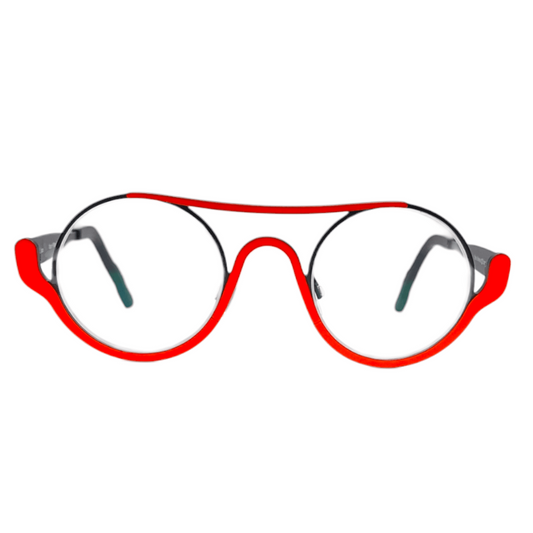 Lunettes de vue THEO Choose titane orange fluo - vue de face