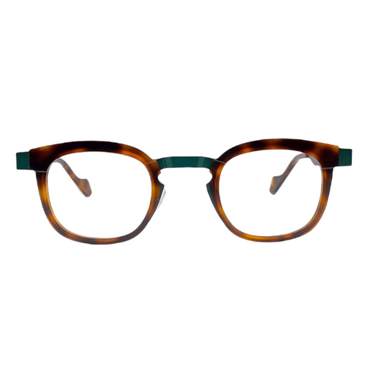 Lunettes de vue Anne et Valentin Owen acétate écaille et métal vert - vue de face