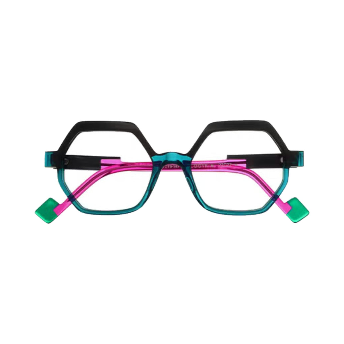Lunettes de vue Anne et Valentin Logik acétate rose et bleu - vue de face