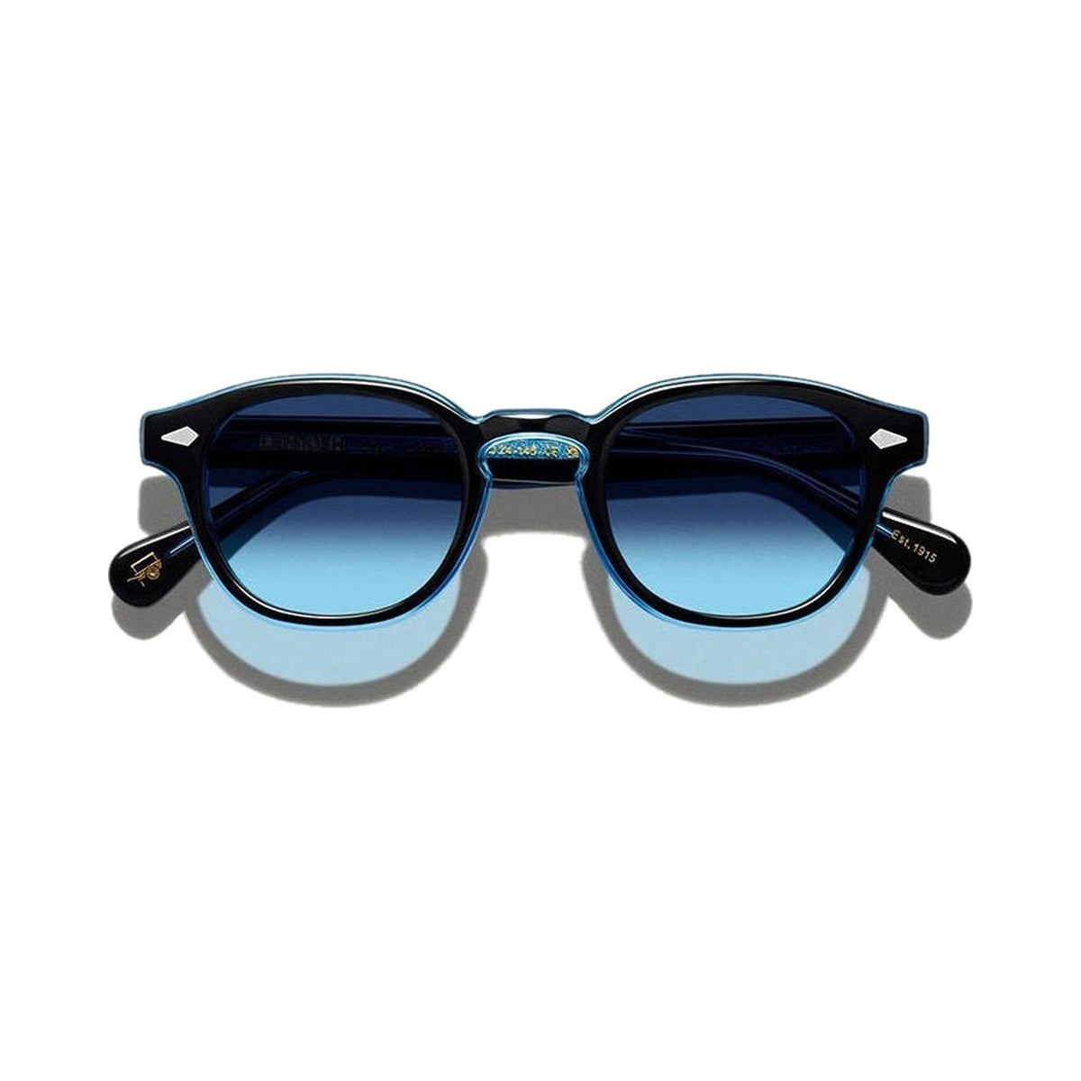 Lunettes de soleil Moscot Lemtosh 110 Years acétate bleu denim - vue de face