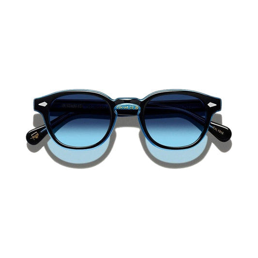 Lunettes de soleil Moscot Lemtosh 110 Years acétate bleu denim - vue de face