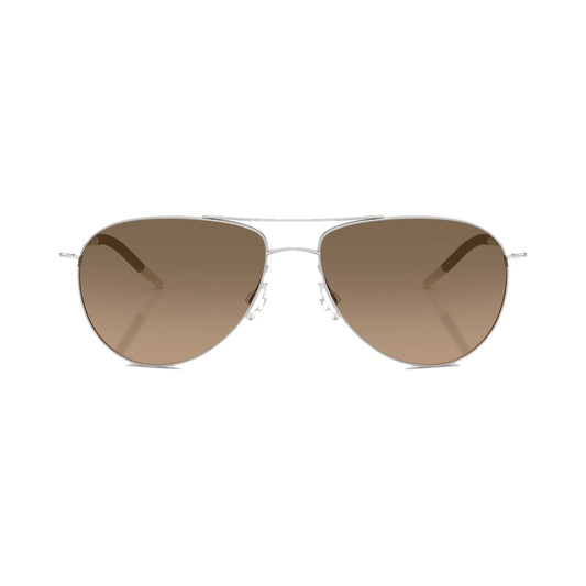 Lunettes de soleil Oliver Peoples Benedict métal doré et acétate champagne - vue de face
