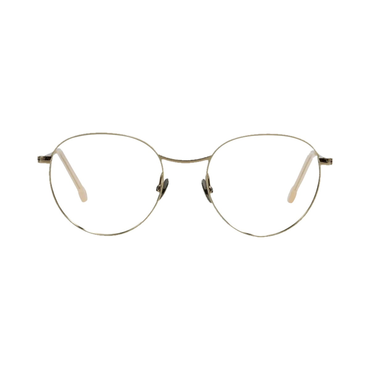 Lunettes de vue Nathalie Blanc Zoé métal or blanc ivoire - vue de face