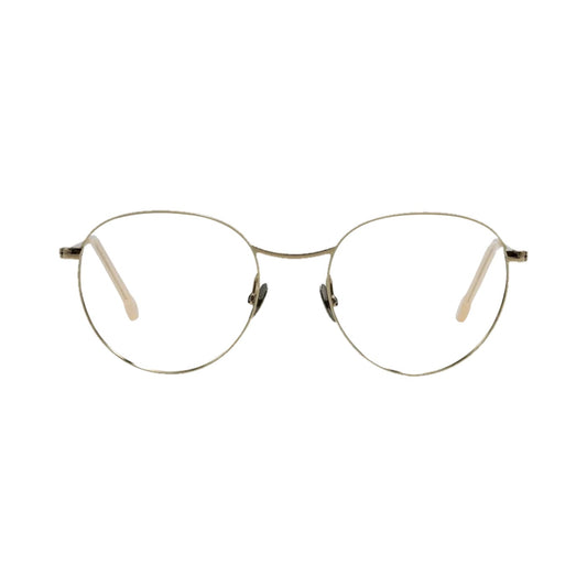 Lunettes de vue Nathalie Blanc Zoé métal or blanc ivoire - vue de face