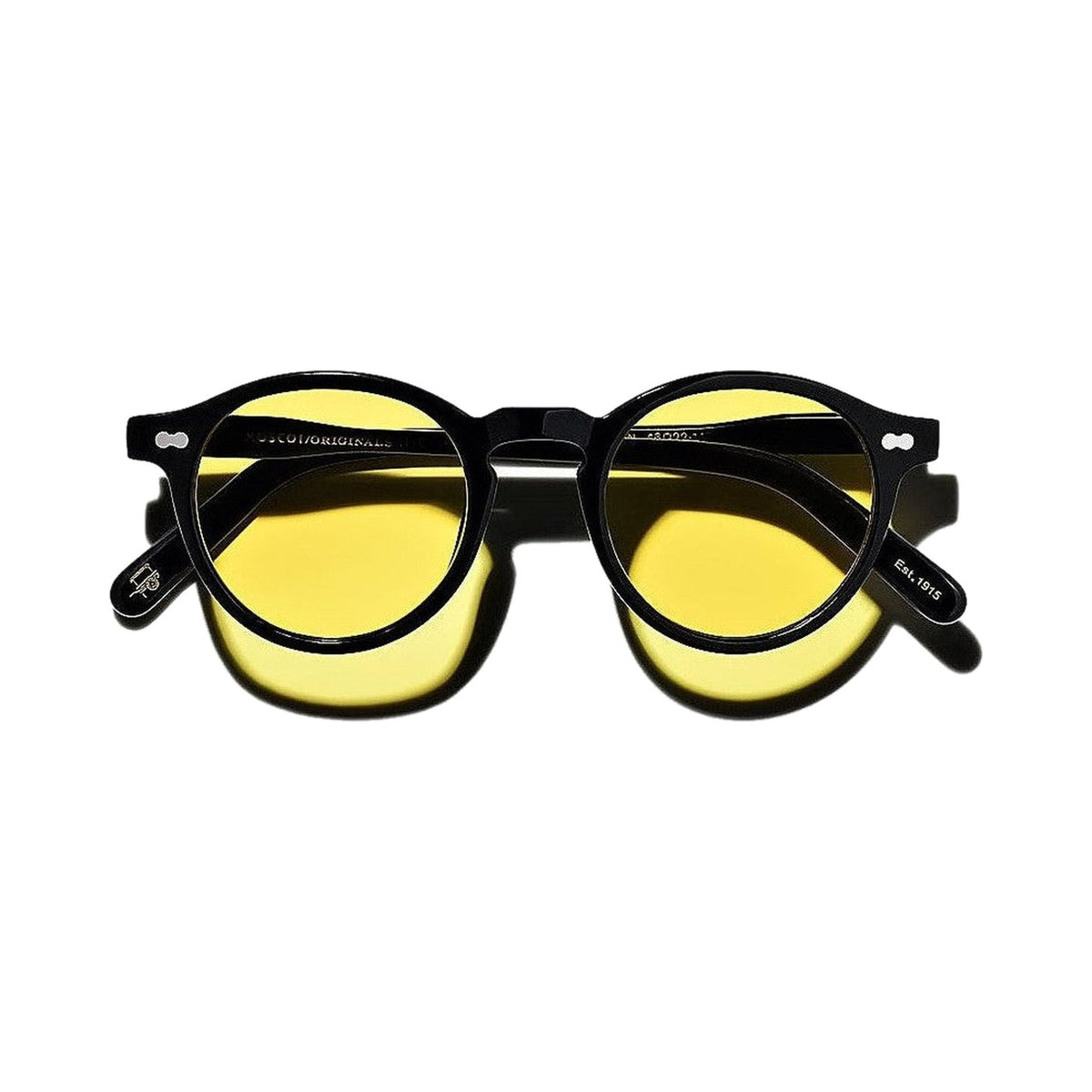 Lunettes de soleil Moscot Miltzen Sun acetate noir Mellow Yellow - vue de face