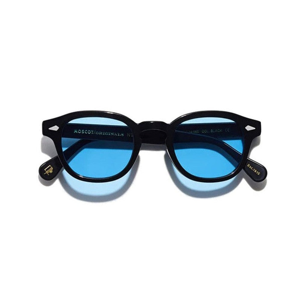 Lunettes de soleil Moscot Lemtosh acetate noir Broadway Blue - vue de face