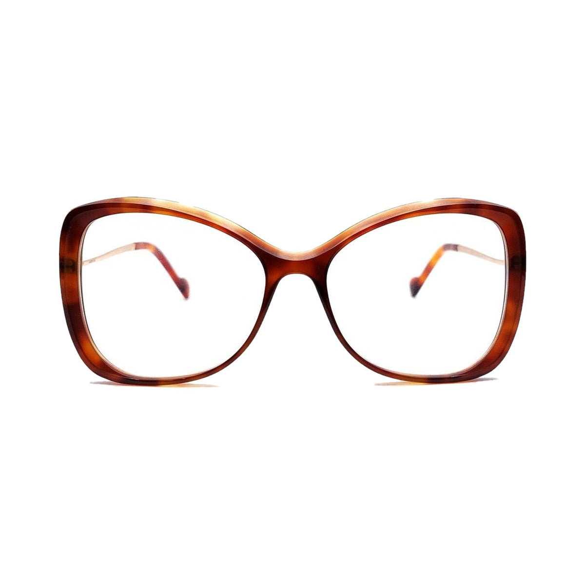 Lunettes de vue Caroline Abram Isee acétate écaille et métal or - vue de face