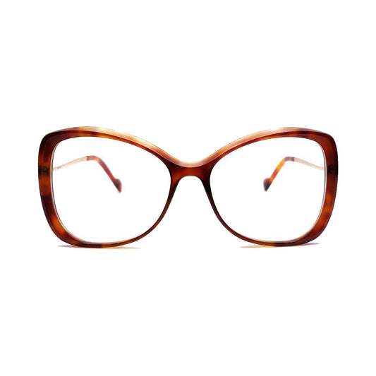 Lunettes de vue Caroline Abram Isee acétate écaille et métal or - vue de face