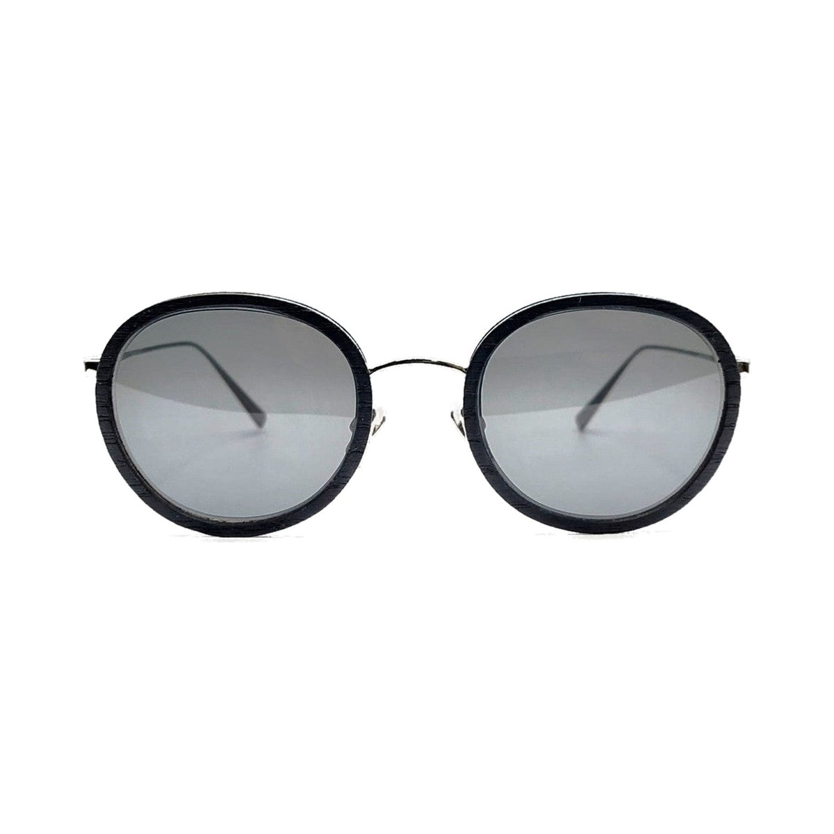 Lunettes de soleil Shelter Andréa bois de frêne et métal argenté - vue de face