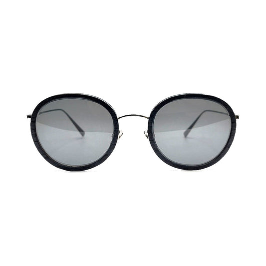 Lunettes de soleil Shelter Andréa bois de frêne et métal argenté - vue de face
