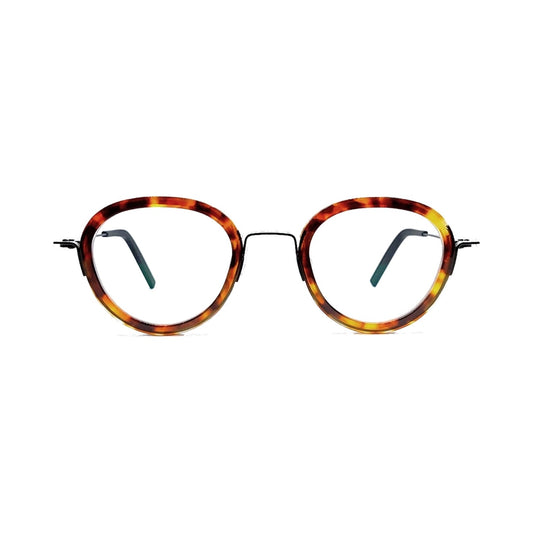 Lunettes de vue THEO Stamppot acétate écaille et métal noir - vue de face