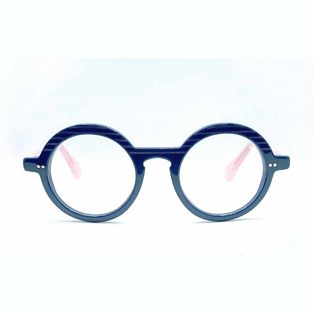 Lunettes de vue La Brique et La Violette Lea acetate bleu et rose - vue de face