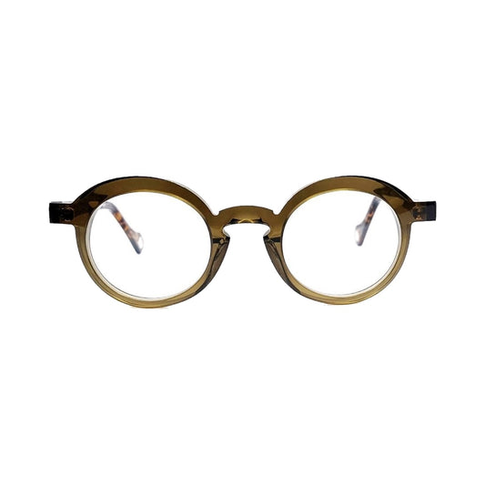 Lunettes de vue Anne et Valentin Belleville acétate kaki et écaille - vue de face