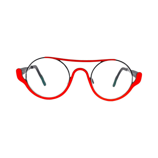 Lunettes de vue THEO Choose titane orange fluo - vue de face