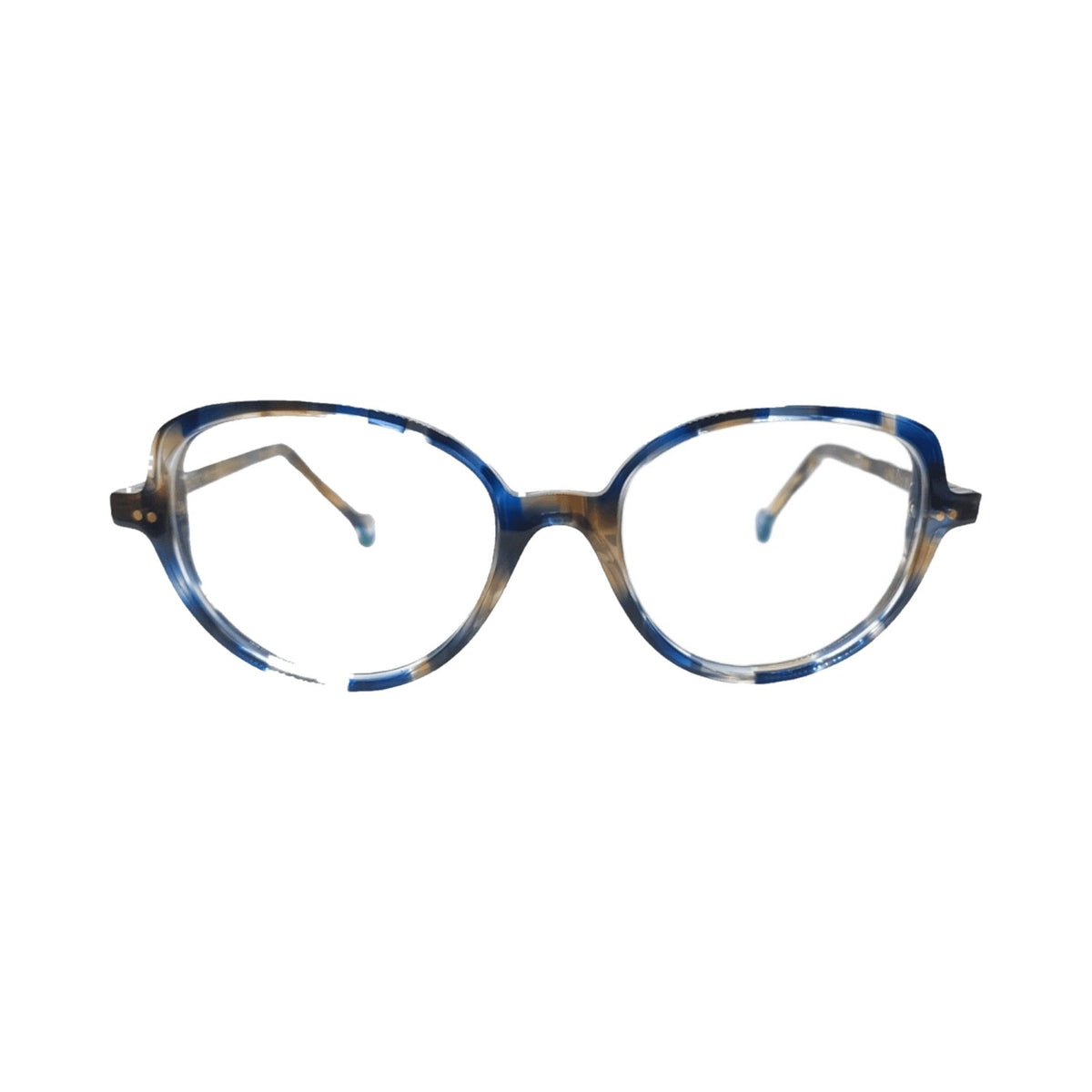 Lunettes de vue Nathalie Blanc Jura acetate ecaille et bleu - vue de face