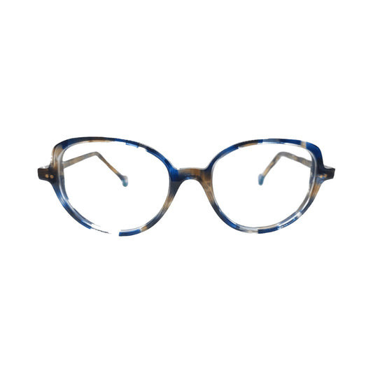 Lunettes de vue Nathalie Blanc Jura acetate ecaille et bleu - vue de face