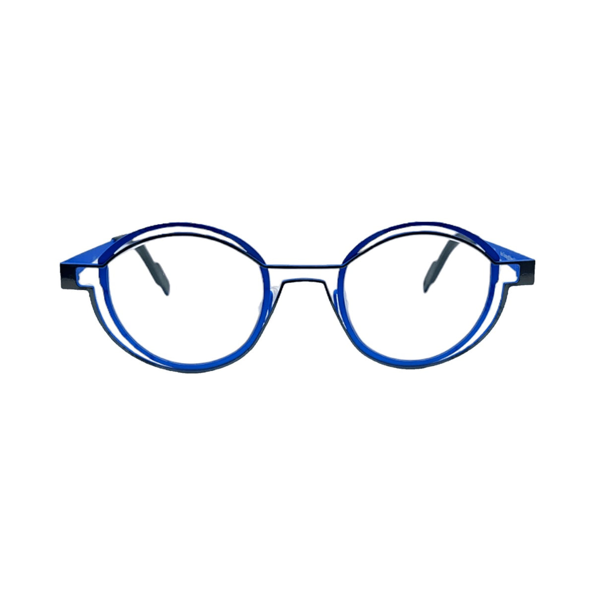 Lunettes de vue THEO Tracing titane bleu - vue de face