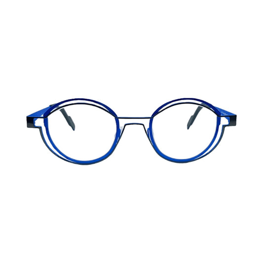 Lunettes de vue THEO Tracing titane bleu - vue de face