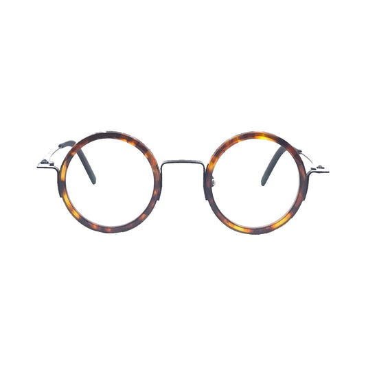 Lunettes de vue THEO Stoemp titane noir et écaille - vue de face