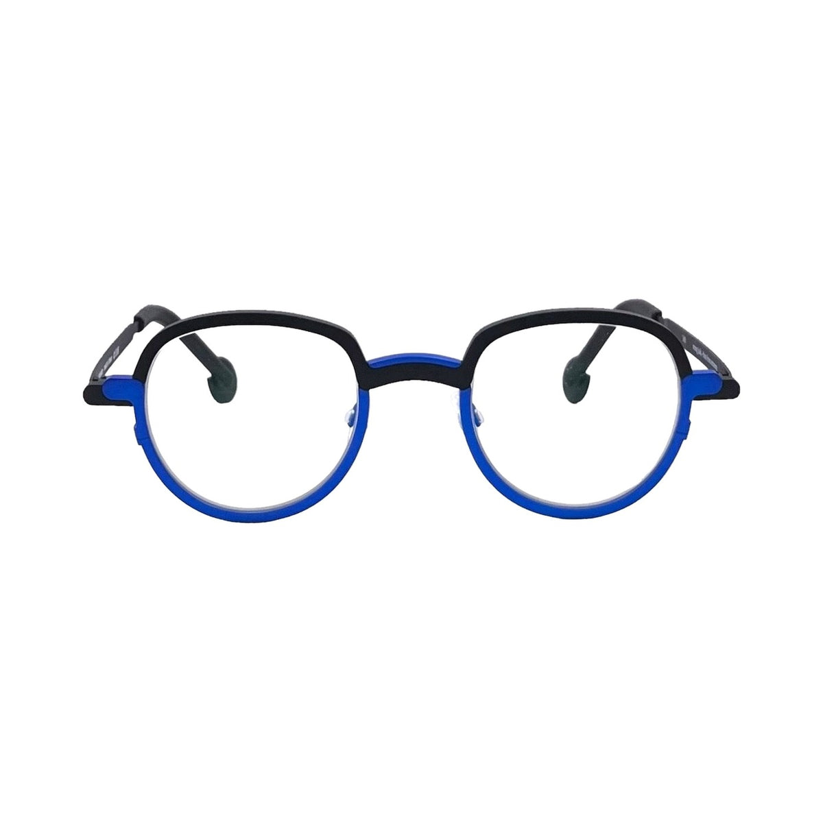 Lunettes de vue THEO Mong Kok titane noir et bleu - vue de face